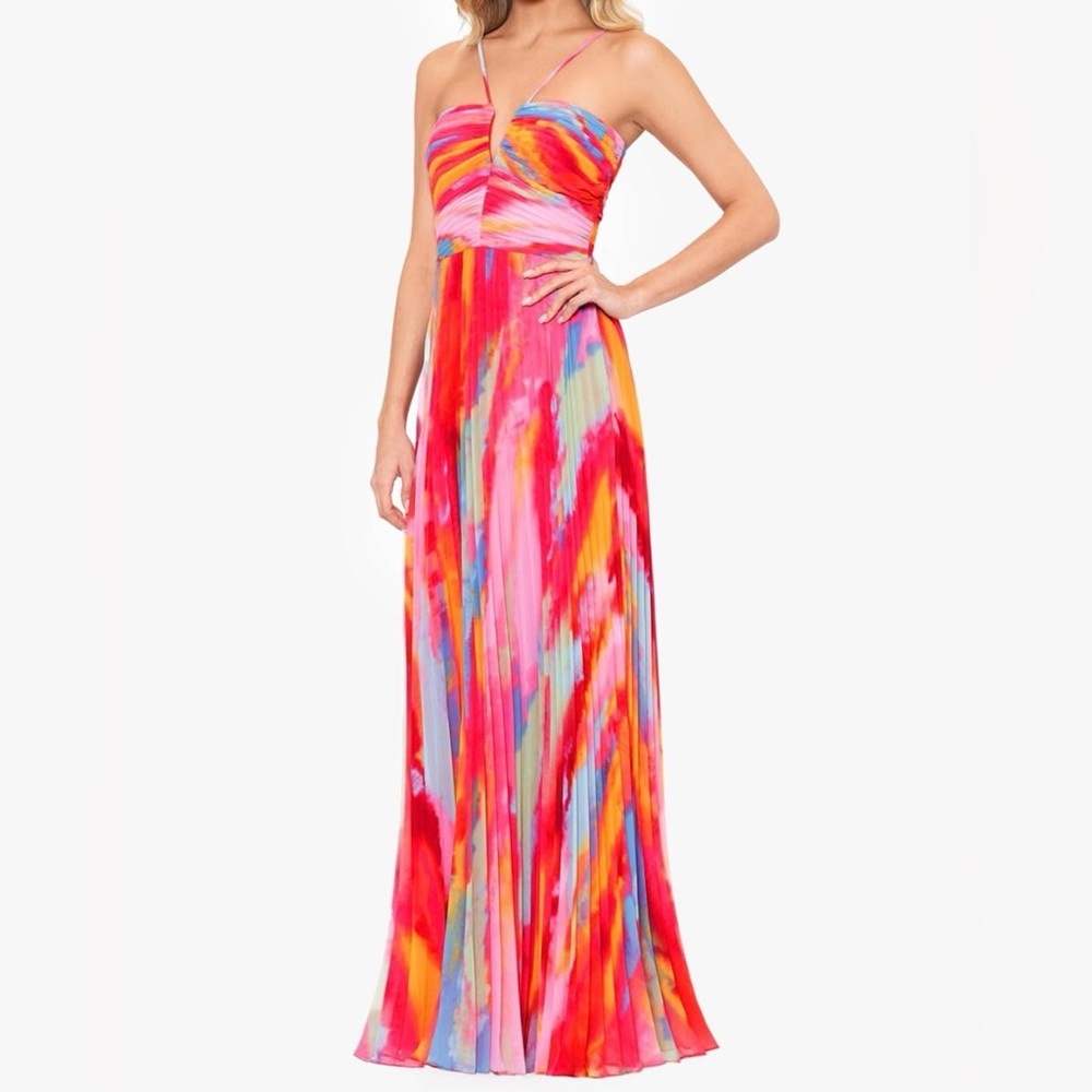 NWT. Xscape Womens Xscape Women's Taffeta Ruffle Short Sleeve Floor Length Dress